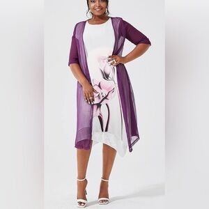 Chic Purple and White High Low Dress